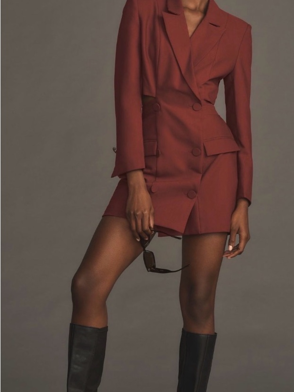 Audette Blazer Mini Dress in Crimson